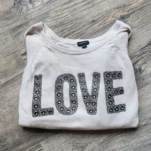 Torrid Cream Sweater with Black Embellished 'LOVE'
